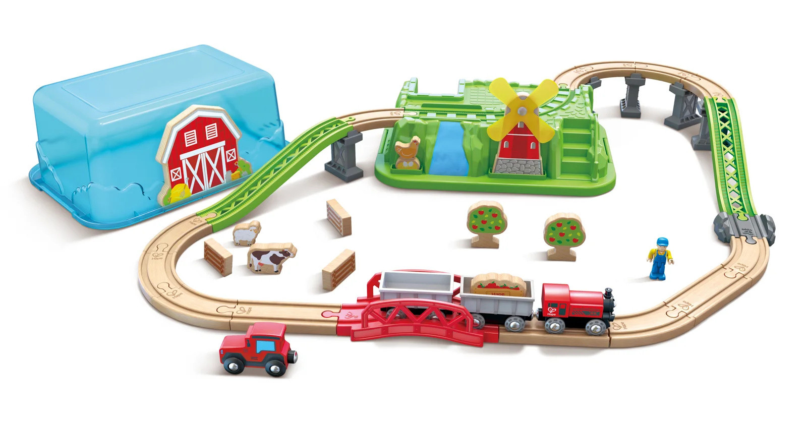 Hape Treinset Platteland meerkleurig