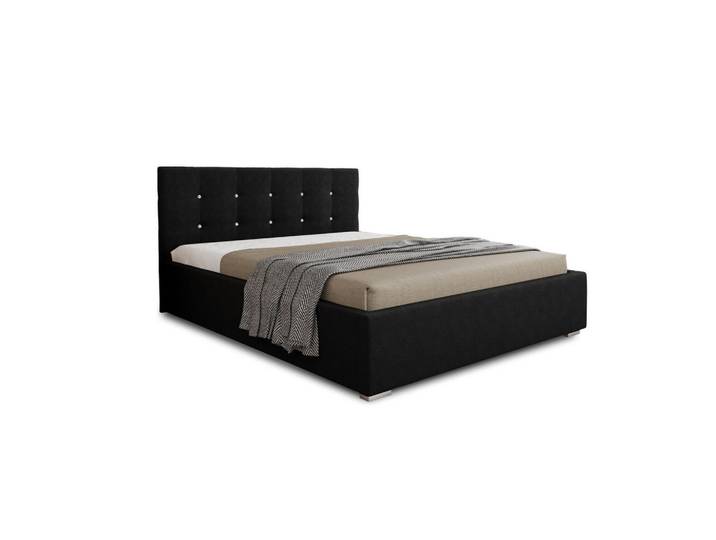 Deine Möbel 24 Polsterbett Ricardo 140/200 in Velours Schwarz, Holz, 140x200 cm, Schlafzimmer, Betten, Polsterbetten