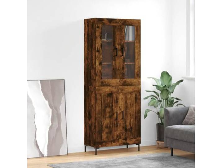 RJPLMFV Anrichte hoch, rauchfarbene Eiche, 180 cm, Holz Stabile Metallbeine, großer Stauraum, Schrank für Wohnzimmer