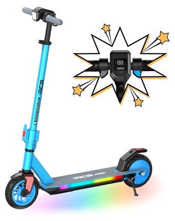 RCB R12 Pro Kinder E-Scooter 150W faltbar 18 km/h LED RGB Elektroroller Blau
