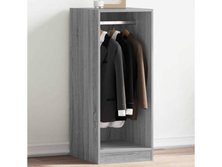 smnyxs Kleiderschrank, Sonoma, Grau, 48 x 41 x 102 cm, Holz, mit Stange Kompaktes Möbelstück, Aufbewahrung von Kleidung und Taschen, Stange für lange Outfits, Wandbefestigung inklusive