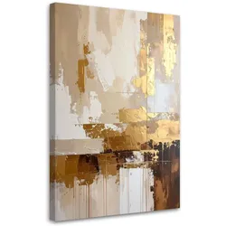 BILD auf Leinwand, Gold Beige Abstrakt