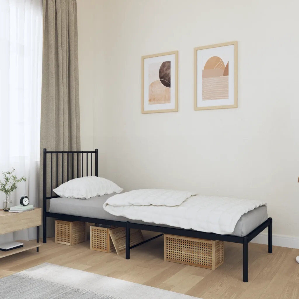 17 Stories Lidwina Metal Bed Black Small Single (2'6)