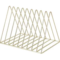 NATURN LIVING Dreieckiger Zeitschriften-Organizer aus Metall – stilvolle Aufbewahrungslösung für Zeitschriften und Dokumente – Gold