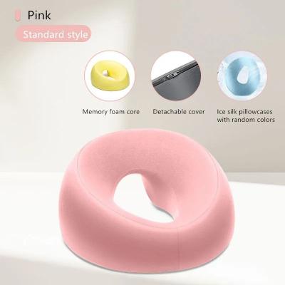 Uplift Essentials Ergonomic Memory Foam Lying Down Pillow For Face And Head Support pink
