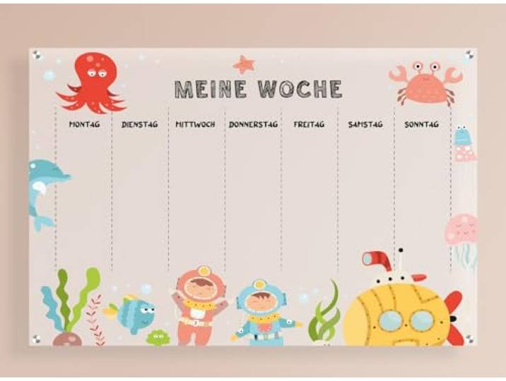 Queence Acrylglas Wochenplaner abwischbar 90x60 cm Wochenplan transparent Geburtstags-Kalender Familienplaner Notizen Wandkalender Monatskalender (PLAN02)