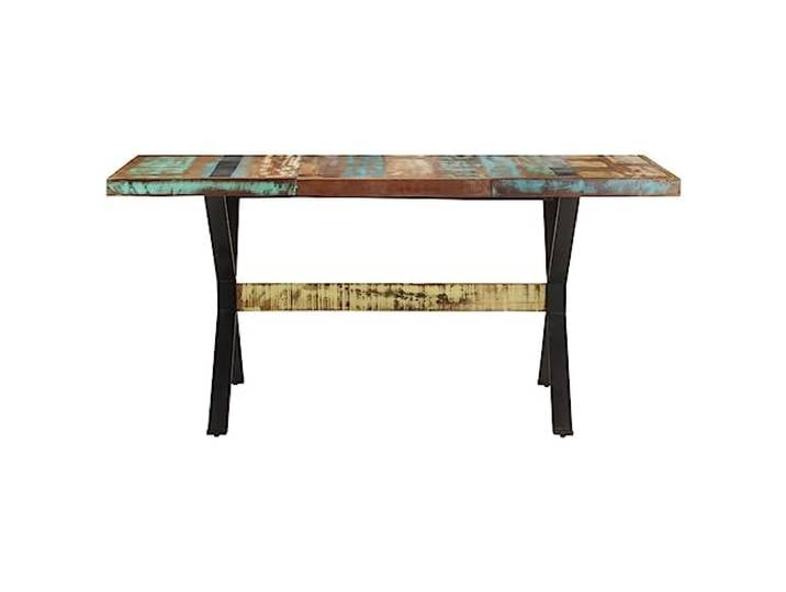 YUTAASU Esstisch 160x80x76 cm Altholz Massiv Stahlbeine Pulverbeschichtet, Stabil, Einzigartige Maserung, Küche Esszimmer