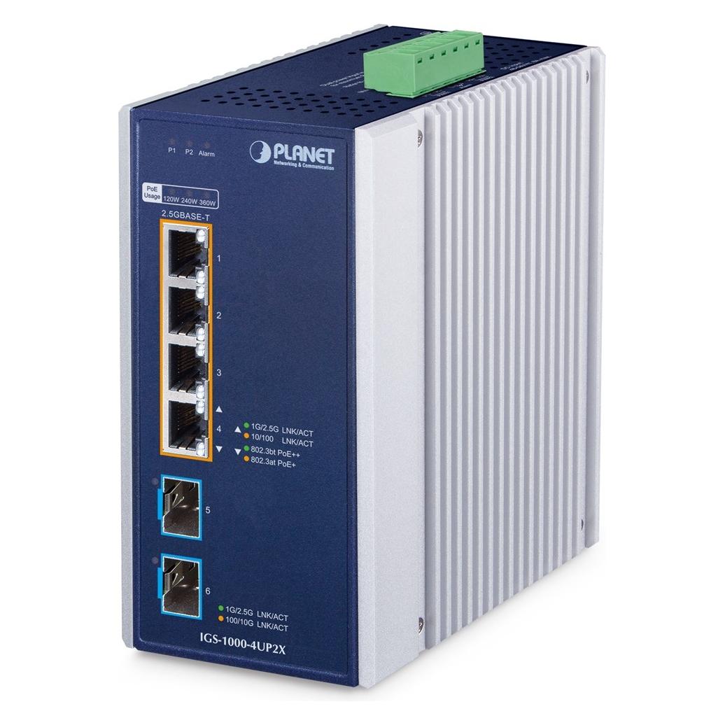 Planet Industrial 4-Port PoE++ Switch IGS-1000-4UP2X (4 Ports) (IGS-1000-4UP2X)