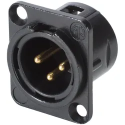 NEUTRIK® XLR, 3-pol , Metall-, Löttechnik-Einbaustecker, vergoldete(r) Kontakt(e), Type D, schwarz