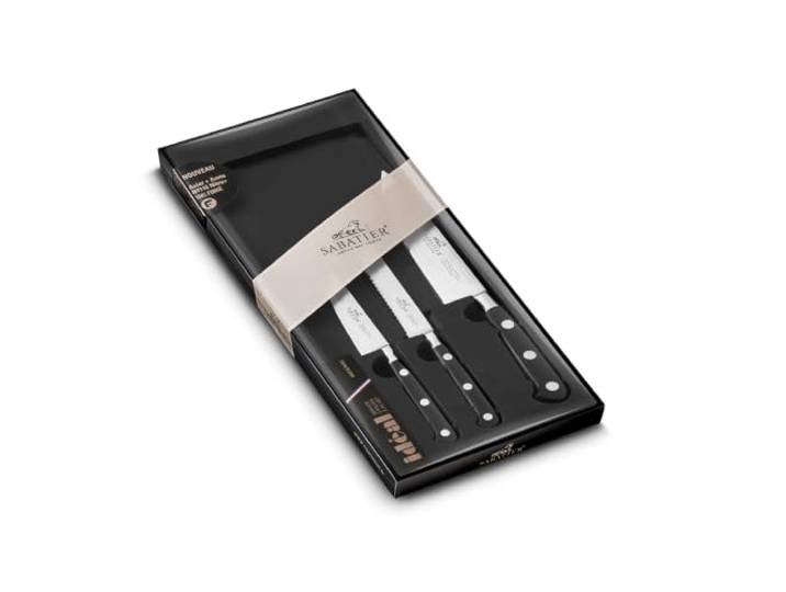 Rousselon Küchenmesser-Set in Box, Edelstahl, geschmiedet, 15 x 30 x 30 cm, 3-teilig