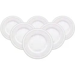 Villeroy & Boch Multipack Gray Pearl Frühstücksteller - 6 Stück, Teller, Grau, Weiss