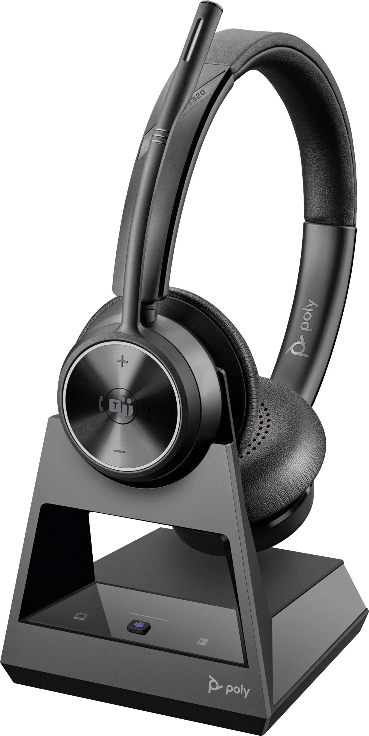 HP Poly Savi 7320 Office DECT 1880-1900 MHz Stereo-Headset, Kabelgebunden, Anrufe/Musik, 20 - 20000 Hz, 160 g, Kopfhörer, Schwarz
