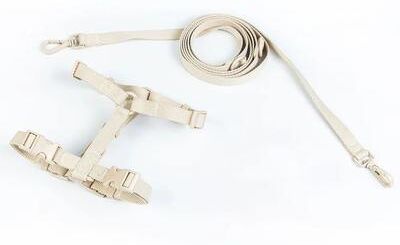 Uplift Treasures Macaron Dual Head Pet Harness And Leash Set beige m