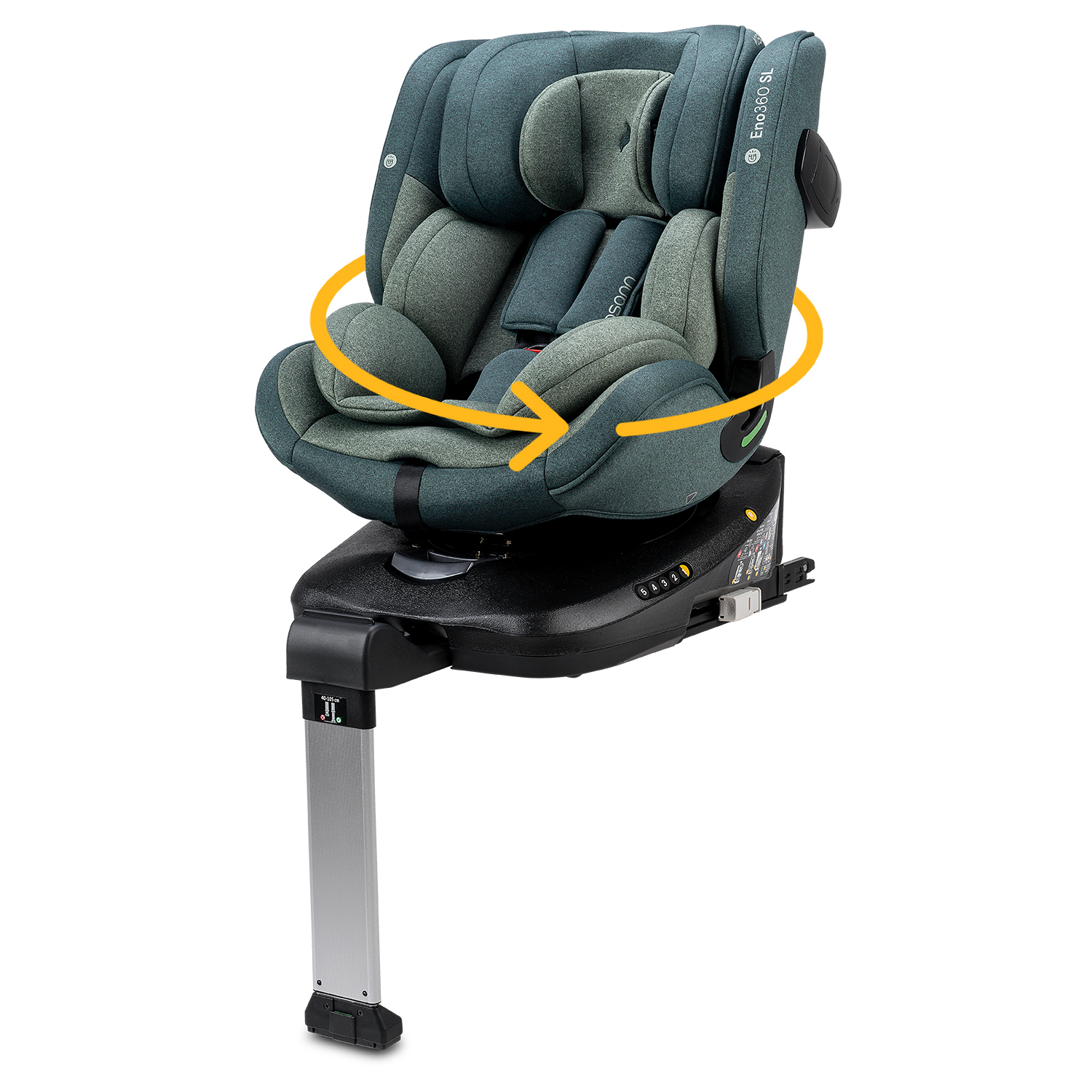 Osann Eno360 SL i-Size , drehbarer Kindersitz 40-150 cm, Reboarder mit Isofix und Standfuß - Universe Green