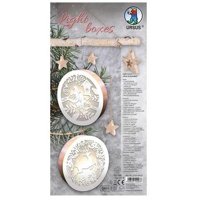 URSUS Light boxes 'Birds & Reindeer', Ø 15,3 cm