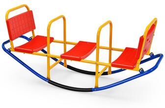 Costway Outdoor Kids Seesaw Swivel Teeter for 3 to 8 Years Old-Red