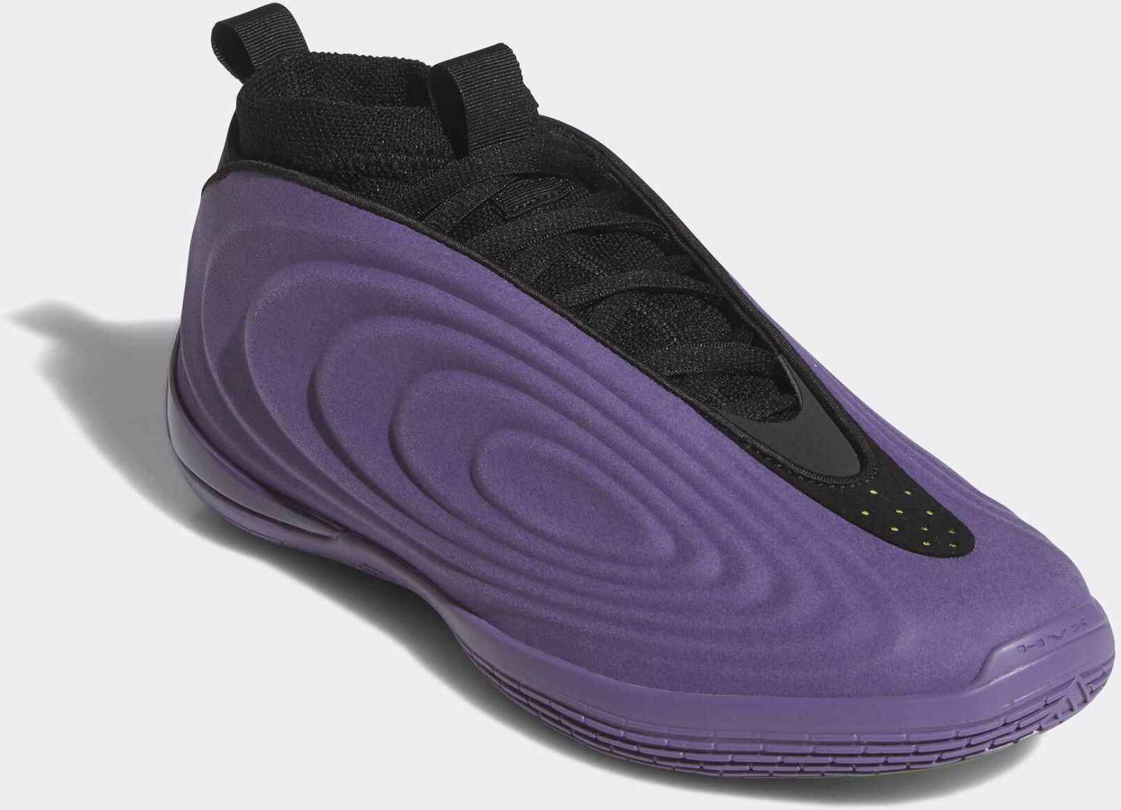 Basketballschuh ADIDAS PERFORMANCE "HARDEN VOLUME 10", Gr. 42,5, lila (tech lila, core schwarz, lucid lemon), Textil, Schuhe Basketballschuh tech lila, core schwarz, lucid lemon 42,5