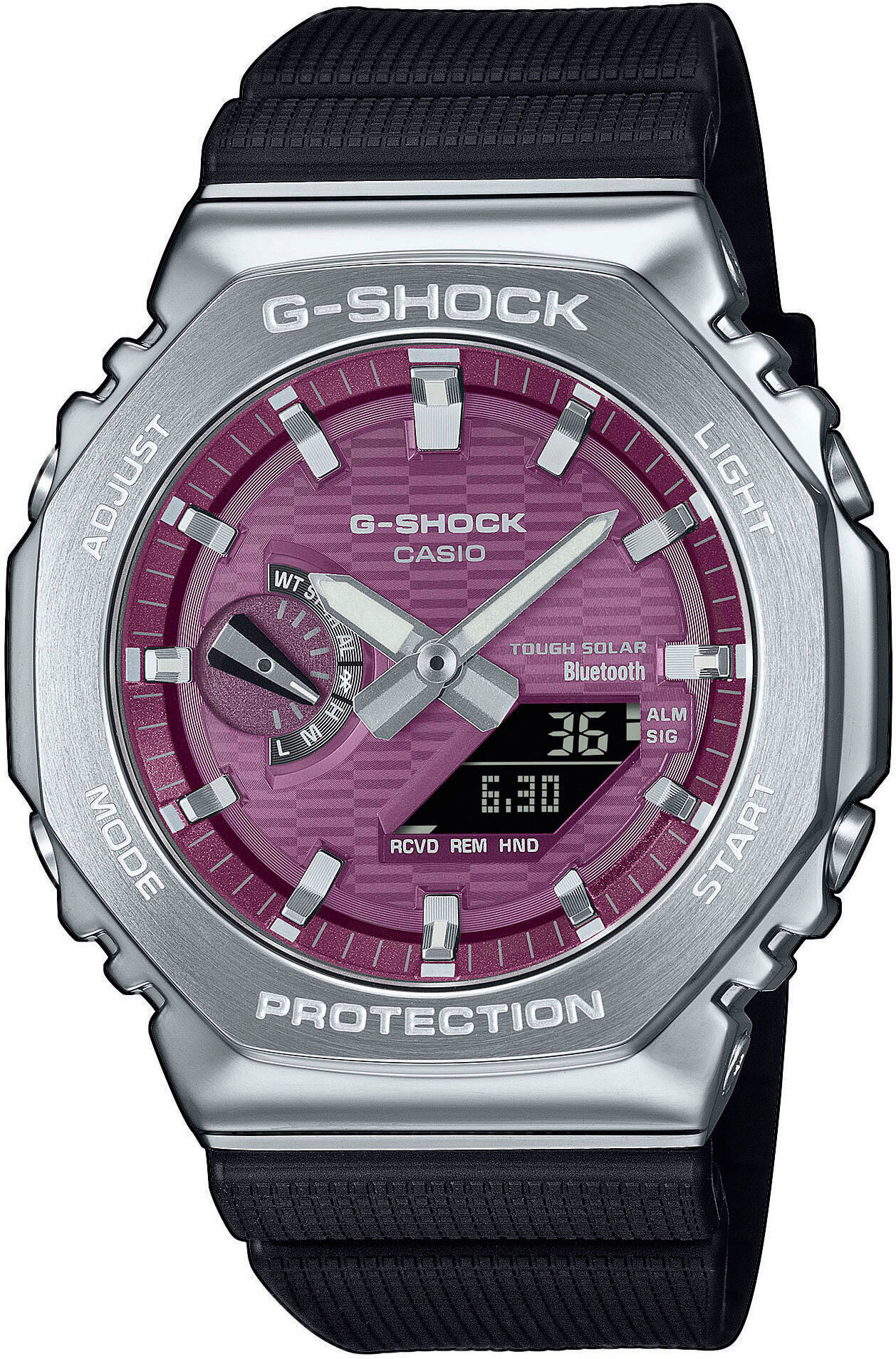 Smartwatch CASIO G-SHOCK "GBM-2100A", schwarz, beere, silberfarben, schwarz, Smartwatches, Herren, Smartwatch, Armbanduhr, Herren,Bluetooth, Solarbetrieb, Flight Log Memory
