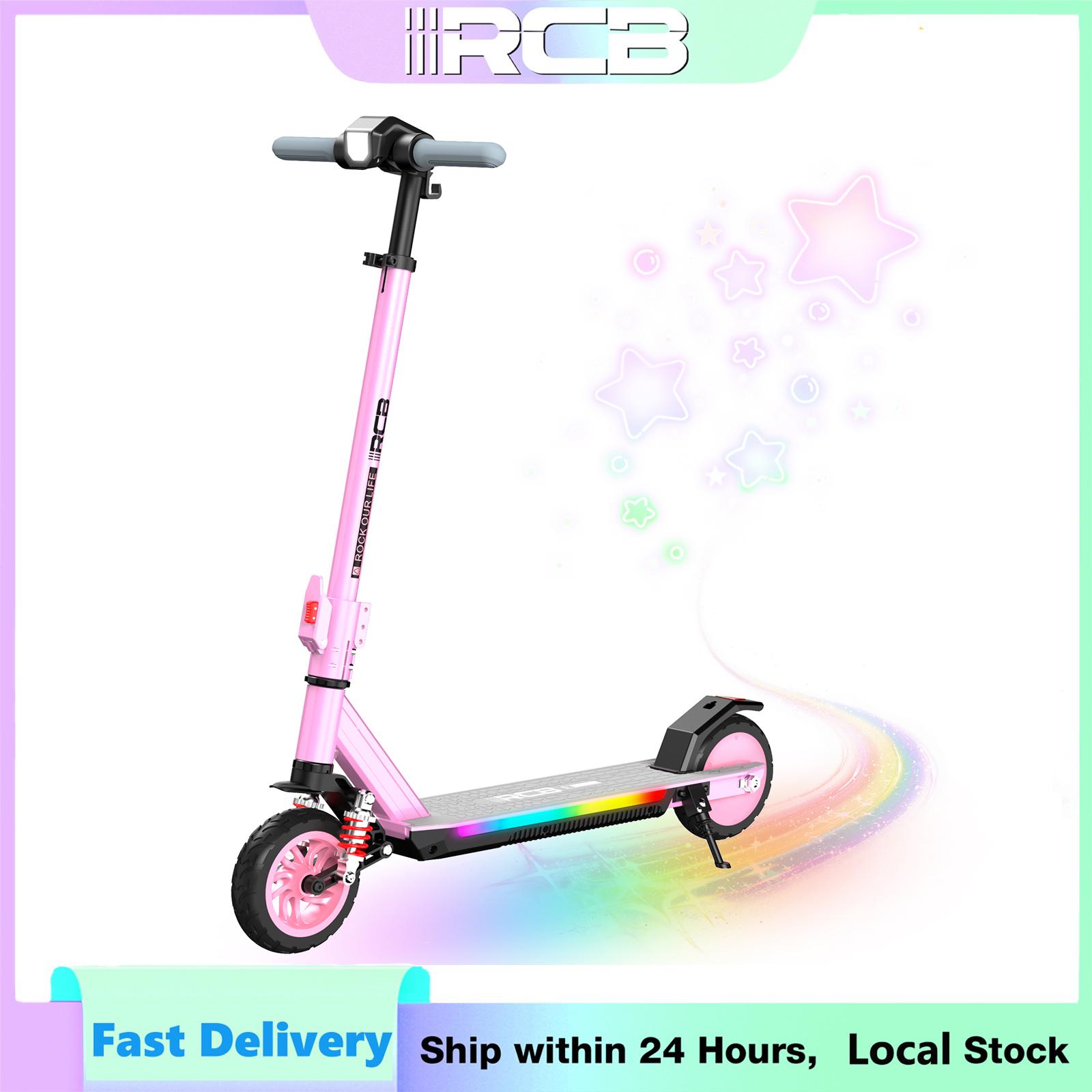 RCB R12 MAX Kinder E-Scooter 150W faltbar 18 km/h 3-Gang RGB LED Elektroroller Pink