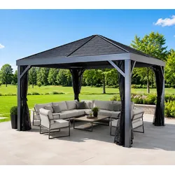 Sojag South Beach 1212 | Metall Gartenpavillon | mit Moskitonetz | 4x4 m - Basaltgrau