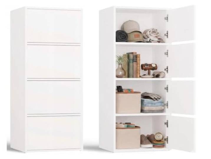 BDW Moderne Kommode ALMA mit 4 Türen, 50 x 119 x 40 cm, Kinderzimmer, Wohnzimmer, Flur, Tip-ON-System