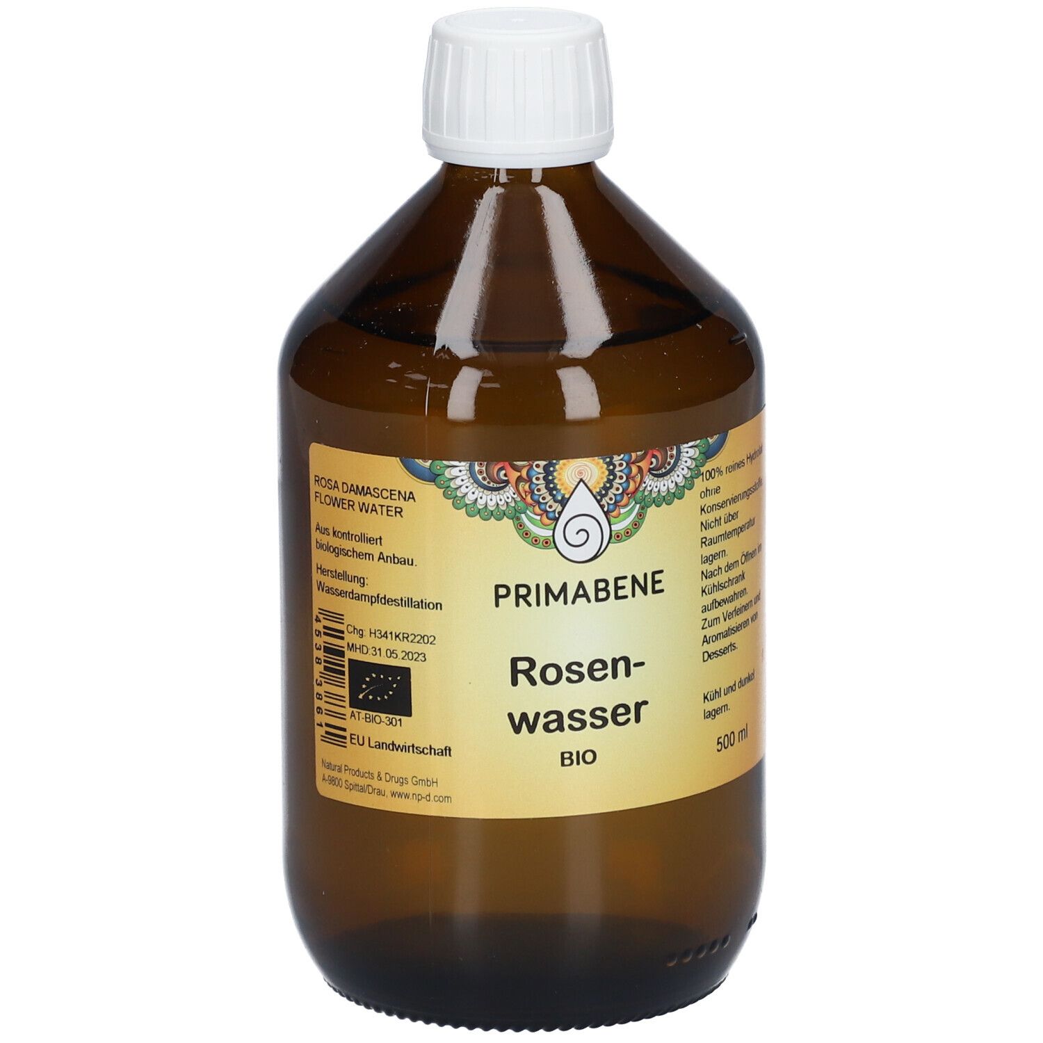 Rosenwasser Hydrolat BIO PRI 500 ml Flüssigkeit zum Einnehmen