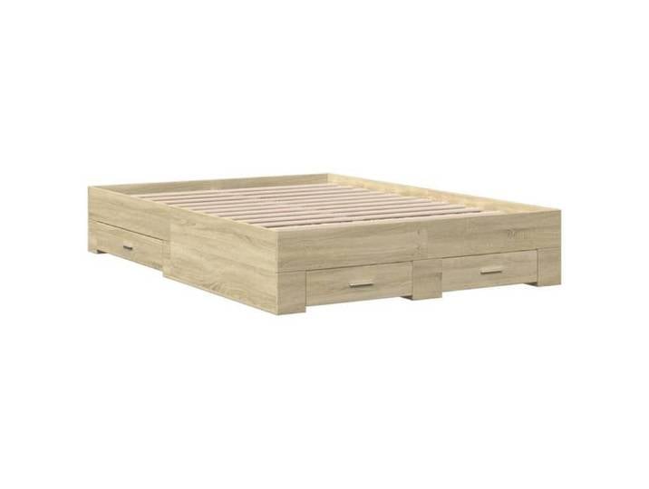 ShieldPro®Structure/Cadre de lit - Meuble de chambre - Lit double - Meuble de chambre - avec tiroirs sans matelas - chêne sonoma 140