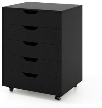 Costway 5 Drawer Mobile File Cabinet with Wheels for Living Room-Black