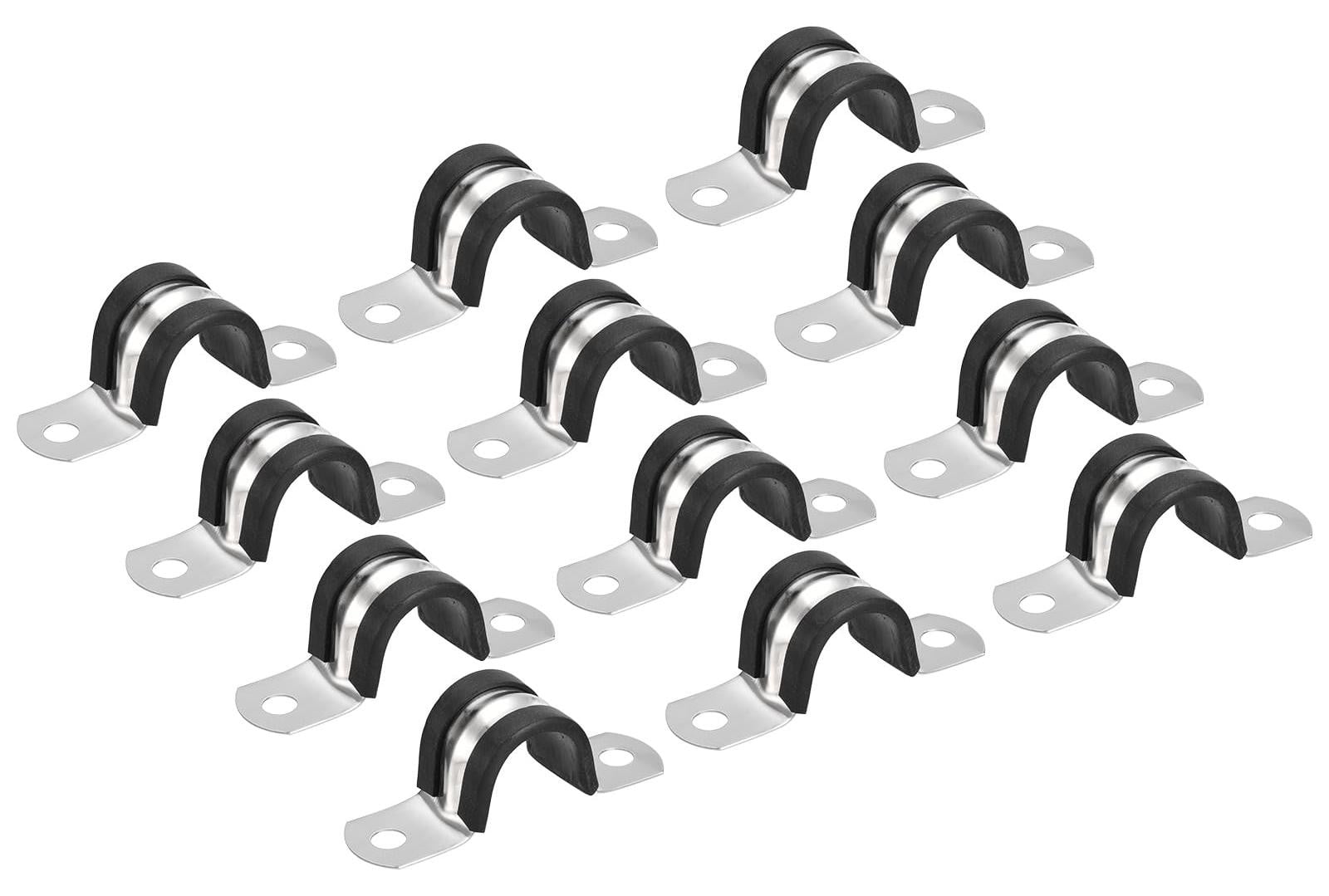 Dripio Verpakking van 12 U-vormige buisclips met rubberen coating, 20 mm, roestvrij staal
