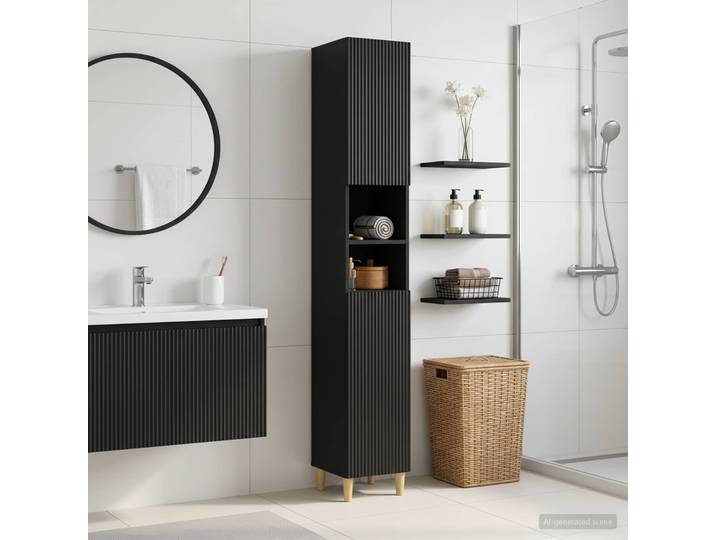 vidaXL Badezimmerschrank mit offenem Regal ARNHEM Schwarz
