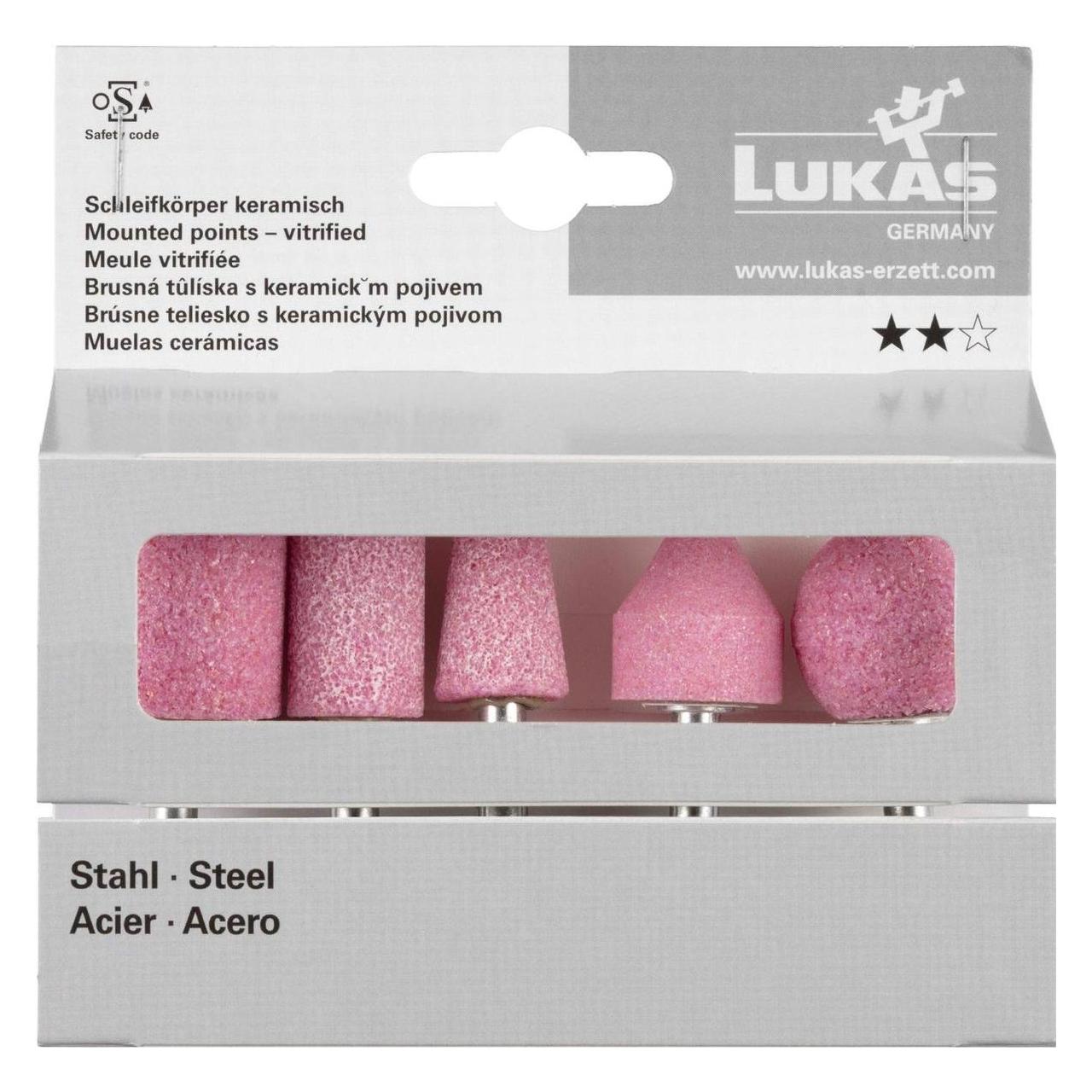 Lukas Schleifstift-Set 5-teilig für Stahl/Stahlguss Schaft 6 mm Edelkorund (A20480005602F1)