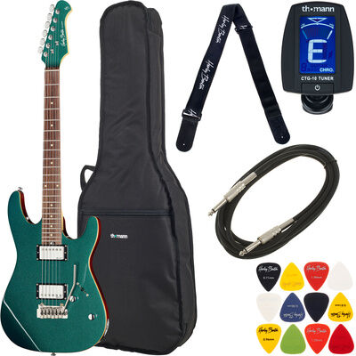 Harley Benton Fusion-III HH EB OCT Bundle Gloss Ocean Turquoise
