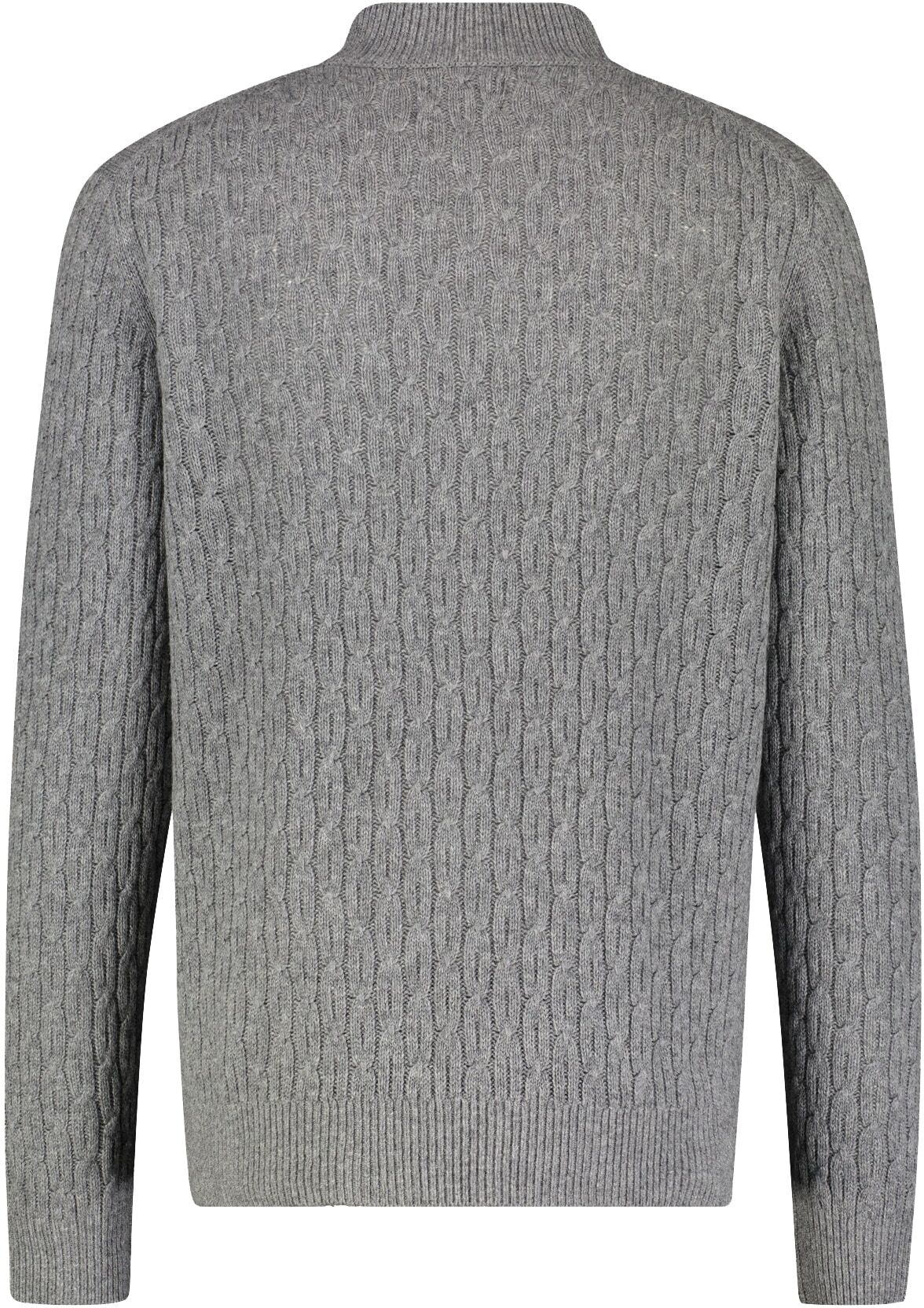 Strickpullover LERROS "Cable-Strickpullover mit Turtleneck", Herren, Gr. L, grau (platinum grau melange), 88% Schurwolle, 12% Kaschmir, Rundhals, Pullover Strickpullover platinum grau melange L
