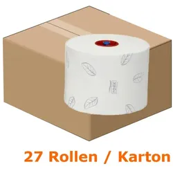 Tork 127530 Toilettenpapier Advanced Compact 2-lagig 27 Rollen je 100 m, Lorbeerblattprägung, weich,