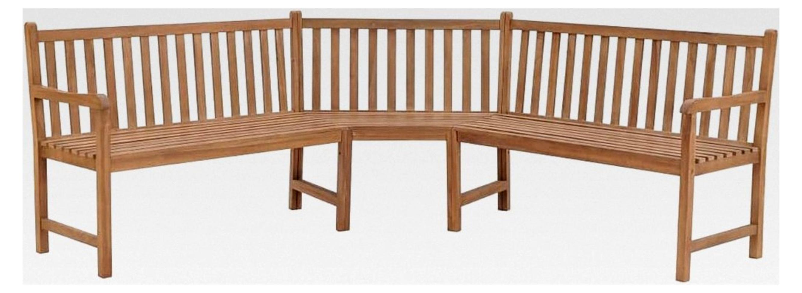 Eckbank 185x185x90 cm Massivholz Teak Sitzbank für Garten, Terrasse und Balkon