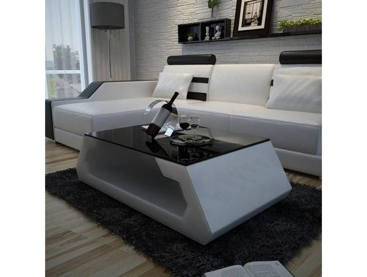 Xlmoebel Couchtisch Designer Glastisch mit Lederpolsterung in elegantem Design (Couchtisch, Couchtisch Modell  Hamburg SBA1A), Hergestellt in Europa