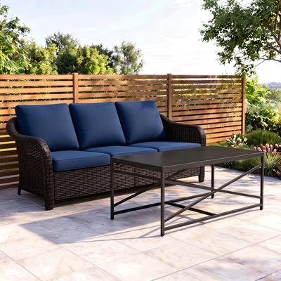 COZYWOR Outdoor Patio Set: 3-Seat Sofa, 1 Coffee Table for All-Weather Comfort