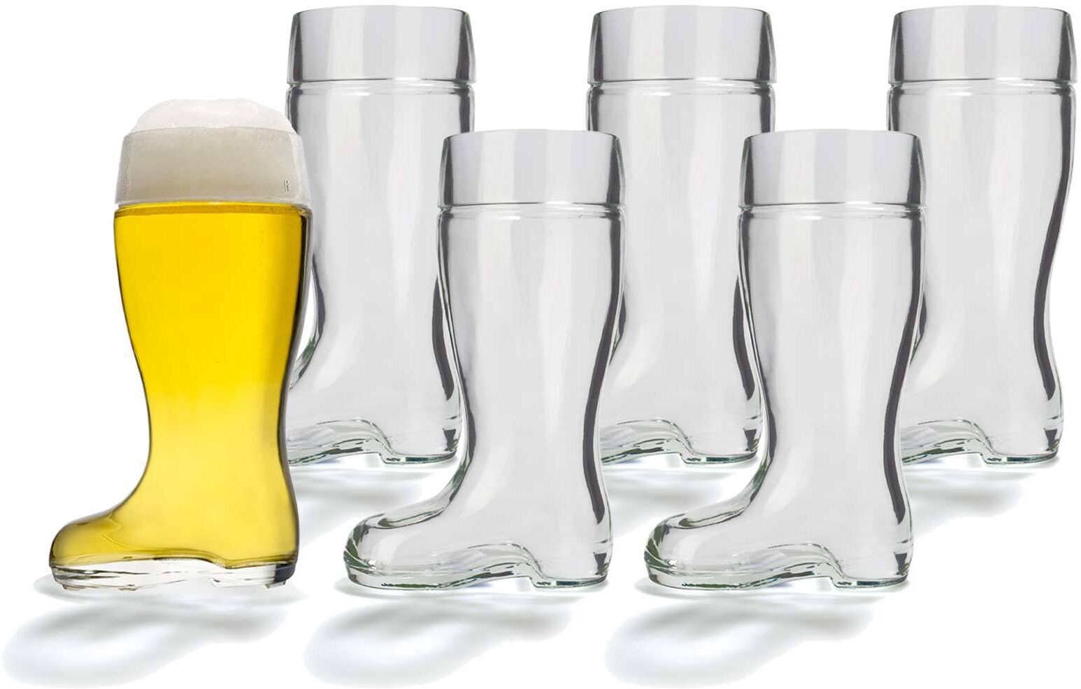 Bierglas STÖLZLE "Biergläser Stiefel 500 ml 6er Set transparent", bunt (transparent), Glas, Trinkgefäße, Bierglas