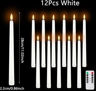 Uplift Treasures Flameless Black LED Taper Candles Battery Operated white Remote Control 48pcs