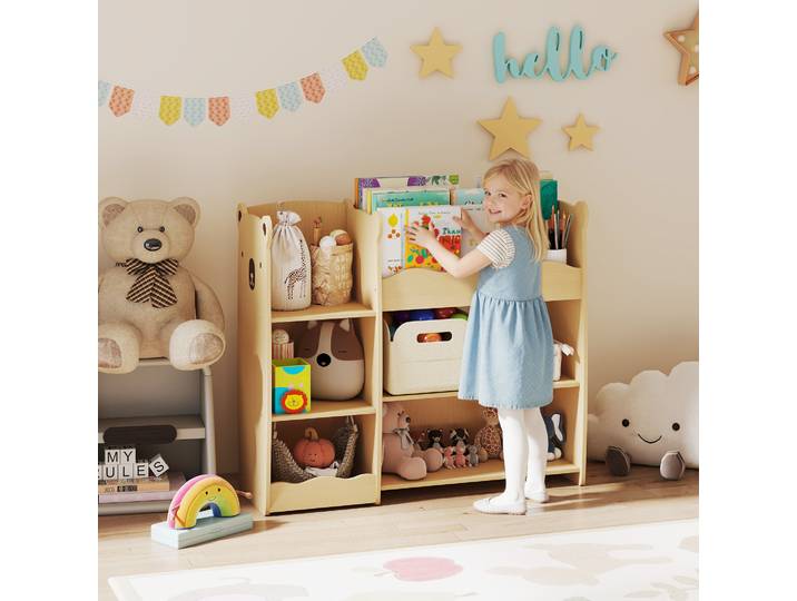 AIYAPLAY Étagère Rangement Enfant 3 Niveaux 92x29x79cm Naturel