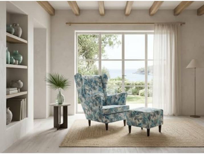 Family Meble Ohrensessel mit Fußhocker Ari Flowers – Variante M 118
