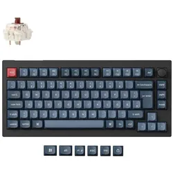 Keychron V1 Max (DE, Kabelgebunden, Kabellos), Tastatur, Schwarz, Blau