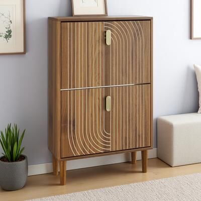 ZWYO HOSIMU Freestanding Shoe Cabinet with 2 Flip Drawers for Entryway