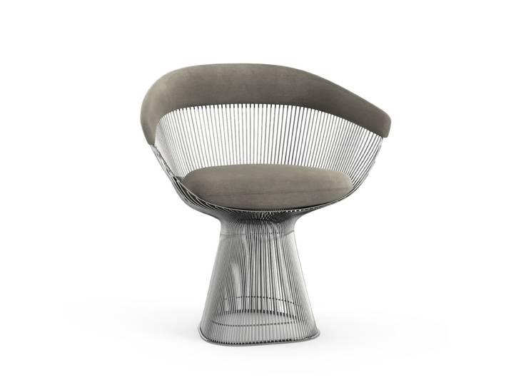KNOLL fauteuil PLATNER (Silver / Nickel - Tissu Knoll Velvet / Métal)