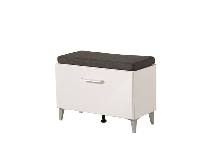 Schuhbank HOME AFFAIRE Como, Schuhschrank, Schuhregal, Schuhtruhe, Breite 75 cm , weiss (opaque weiß, opaque weiß), B:74,5cm H:53cm T:35cm, Holzwerkstoff, Sitzbänke, Schuhbank, mit Sitzkissen und eine Klapptür, in Opaque Weiss