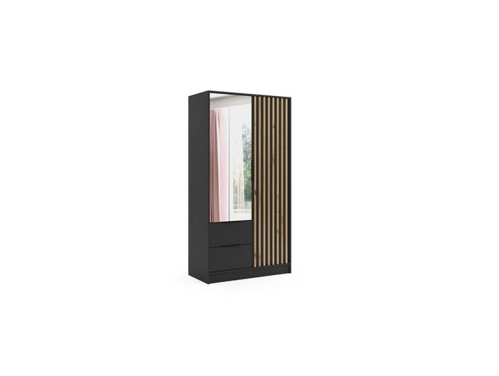 KLEIDERSCHRANK NERA - 120 cm - Schwarz Eiche Artisan