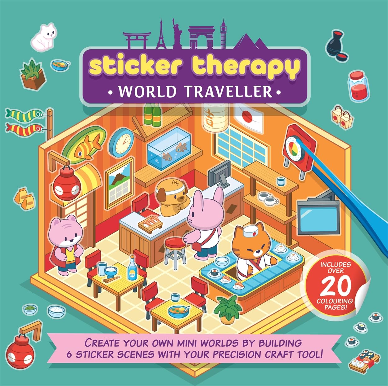 SparkPool Sticker Therapy: World Traveller: Design your own miniature 3D scenes   Over 150 stickers to create the cutest, cosiest rooms