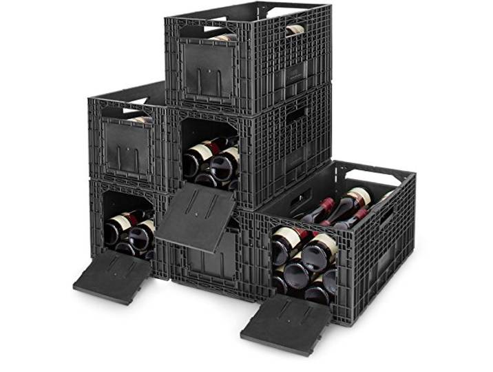 Cabka WB100004 6-er Set Weinbox das Flexible Weinregal Kunststoff, schwarz, 48,5 x 56,6 x 24,7 cm