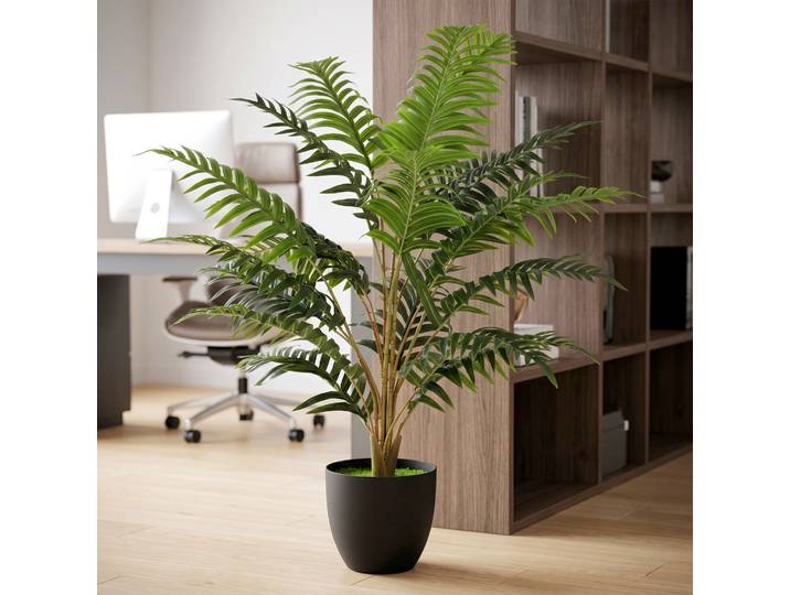 HOMCOM Fougère Artificielle 90cm Intérieur Extérieur en Pot