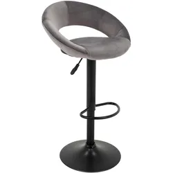 Barhocker aus Samt in Grau/Schwarz